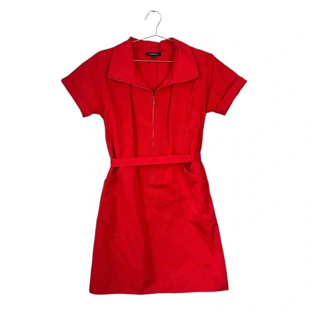 Lafayette New York 148 Larissa Zip Sheath Dress in Red Size 2